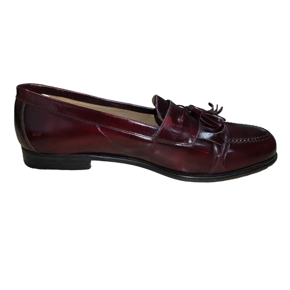 Mezlan Santander Tassel Loafers Men's 9.5W Oxblood Leather Moc Toe Dress Shoes